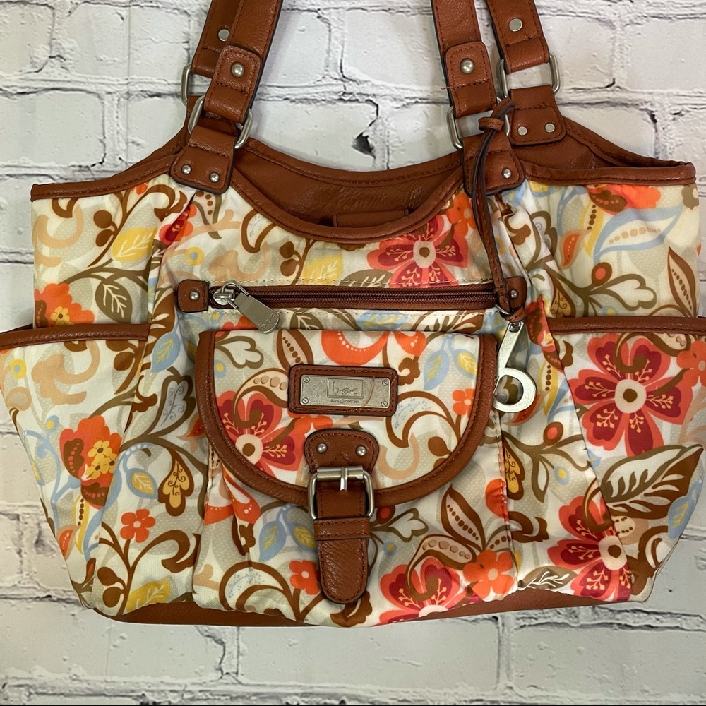 BOC Born Concept Floral Shoulder Bag Brown Orange